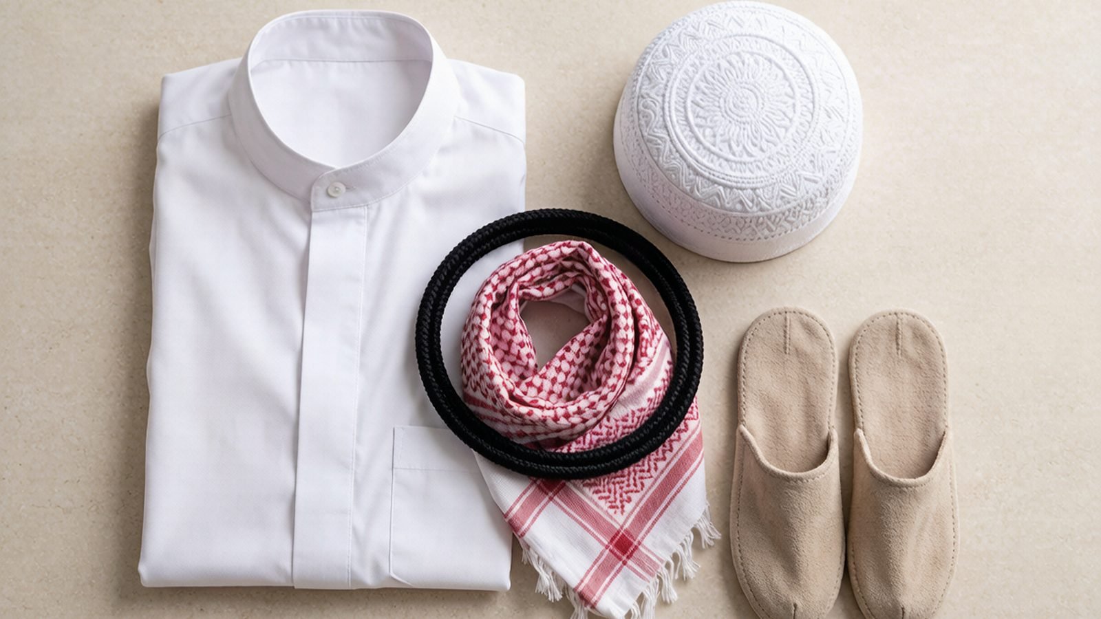Men's Islamic apparel wholesale flat lay